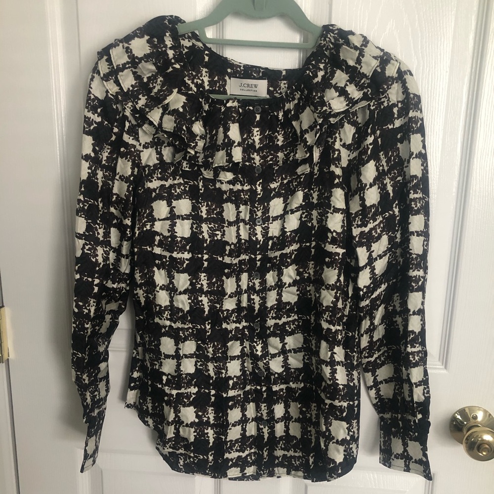 J. Crew-Collection silk twill ruffle-collar top